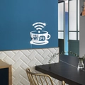 Adesivo murale specchio acrilico tazza di caffè con icona Wi-Fi per decoro bar - Argento