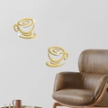 Dettaglio di adesivi murali 3D tazza di caffè in acrilico dorato con effetto specchio - Oro