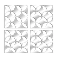 Dettaglio di quattro specchi in acrilico argento da 1 mm con moderno motivo geometrico - Argento