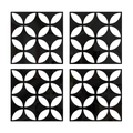 Adesivi murali in acrilico nero a specchio con design a petali geometrici in quattro pezzi - Nero