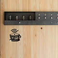 Adesivo murale specchio 3D tazza di caffè con logo Free WiFi per arredo ristorante - Nero