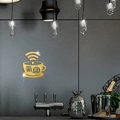 Adesivo da parete specchio acrilico oro 1mm con tazza di caffè e segno FREE Wi-Fi creativo - Oro