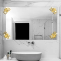 Adesivi murali specchio acrilico dorato con eleganti motivi floreali per decorare specchi - Stile Specchio Oro (JM3408)