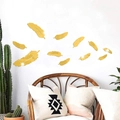 Set di adesivi murali a specchio a forma di piuma dorata 3D per decorare il soggiorno - Oro