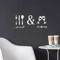 Silver mirror acrylic wall sticker set with cutlery and Eat Well Be Merry phrases - Silver