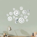 Moderne 3D-Spiralspiegel-Wandaufkleber aus Silber-Acryl für kreative Innendekorationen - Silber