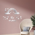 Detail von Regenbogen und Sternen Wandaufklebern aus Acrylspiegel in rosa Kinderzimmer - Silber