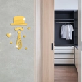 Dettaglio degli adesivi murali in acrilico a specchio dorato con motivi cappello e cravatta - Set Gentleman (JM3437) / Oro (JM3437)