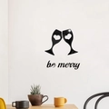 Black acrylic wine glass mirror wall stickers with be merry text for home dining room decor - Black