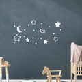 Adesivi murali a specchio dettagliati con stelle e luna per decorazione camera bambini - Argento