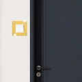 Detail of gold mirror acrylic wall sticker for light switch with silver scroll patterns - Gold