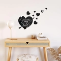 Detail von verspiegelten Acryl Herz Wandaufklebern mit You are my Sun Text und Pfeil - Schwarz