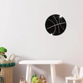 Detailed close-up of a black acrylic basketball mirror wall sticker in a kids' room decor - Black