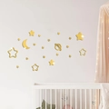 Adesivi murali a specchio dorato con stelle e luna per cameretta bambini - Oro