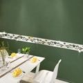 Detail of silver acrylic mirror wall sticker with hollowed heart pattern and vine design - 10 Pieces / Silver