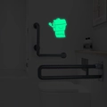 Glow in the dark bathroom toilet wall sticker with cute cartoon paper roll saving design - Green