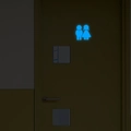 Pegatina luminosa para puerta de baño con iconos de hombre y mujer que brillan en oscuridad - Azul Fluorescente