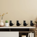 Set mit 4 schwarzen Acryl Katzen Spiegel Wandaufklebern für moderne Raumdekoration - Schwarzer Stil (JM3306)