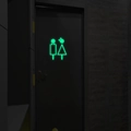 Lichtgevende toiletdeur stickers met fluorescerende man en vrouw iconen voor de muur - Groen