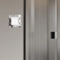 Macro detail of silver acrylic mirror switch panel with elegant floral cutout design - Baroque Hollow Style (JM3447D) / Silver