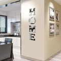 3D Silber Spiegel HOME Acryl Wandaufkleber für moderne Inneneinrichtung Dekoration - Silber