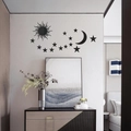 Adesivi murali 3D in acrilico con sole luna e stelle per decorazione camera da letto - Nero