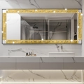 Adesivi per specchio dorati traforati con motivi floreali per l'arredo del bagno moderno - Oro