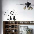 Detail von 3D-Acryl-Wandtattoos mit Katzen und Mond auf einer weißen Wandfläche - Schwarz