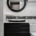 Adesivi murali creativi in acrilico geometrico per decorazione linea vita bagno moderno - Nero