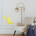 Pegatinas de pared de espejo amarillo gato y mariposa para decoración de sala moderna - Dorado