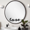 Adesivo per specchio nero moderno Love per decorazione parete bagno con finitura lucida - Nero
