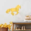 Dettagli adesivi murali specchiati in acrilico dorato a forma di cavallo effetto metallo - Oro (JM3462)