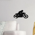 Schwarzer Acryl-Motorrad-Wandsticker mit Spiegeleffekt an einer minimalistischen weißen Wand - Schwarz