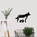 Adesivo murale a specchio in acrilico nero con sagome creative di gatto cane e coniglio - Nero