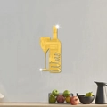 Dettaglio dell'adesivo murale a specchio dorato a forma di bottiglia di vino e calice - Oro