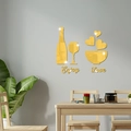 Close-up of golden acrylic mirror wall stickers featuring Enjoy and Love text on wall - Gold