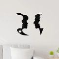 Adesivo murale specchiato 3D in acrilico con silhouette di viso per decorazioni d'interni - Nero (JM3487)