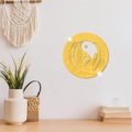Detailed view of a golden Tai Chi acrylic mirror wall sticker in a cozy home setting - Gold