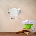 Detail of chef hat and mustache mirror wall stickers on a textured kitchen wall - Silver Style (JM3495)