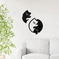 Stickers muraux chat en acrylique avec silhouettes noires et blanches réfléchissantes - Noir