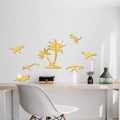 Details von goldenen Dino- und Palmen-Wandstickern aus Acryl mit Spiegeleffekt für Kinder - Gold