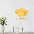Detail of golden mirror acrylic wall stickers showing chef hat and beard decor - Gold Style (JM3495)