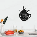 Adesivo murale tazza di caffè in acrilico nero con effetto spruzzi per decoro cucina - Nero