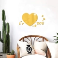 Detail von 3D Gold Acryl Spiegel Herz Wandaufklebern mit I Love You Schriftzug Deko - Gold