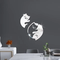 Détail de stickers muraux chat miroir en deux pièces avec finition acrylique brillante - Argenté