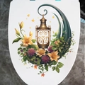 Selbstklebender Toilettendeckel-Sticker mit Vintage-Laternen und Lilienblüten-Design - Laterne Blume PH-10345