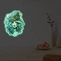 Makroaufnahme von leuchtender Cyan LED-Wandkunst mit Vintage-Porträt-Neonlichtern - Neon-Dekor-Stil (PH-YG098)