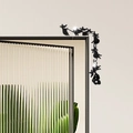 Black acrylic mirror wall stickers featuring playful mice and cheese for door corners - Black