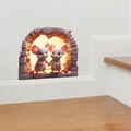 Creative 3D wall sticker featuring cartoon mice with red hearts in stone archway - Love Mice