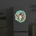 Sticker mural lumineux d'une fille aux fleurs brillant dans le noir sur un réfrigérateur - Style de Fille Rêveuse (PH-YG101)